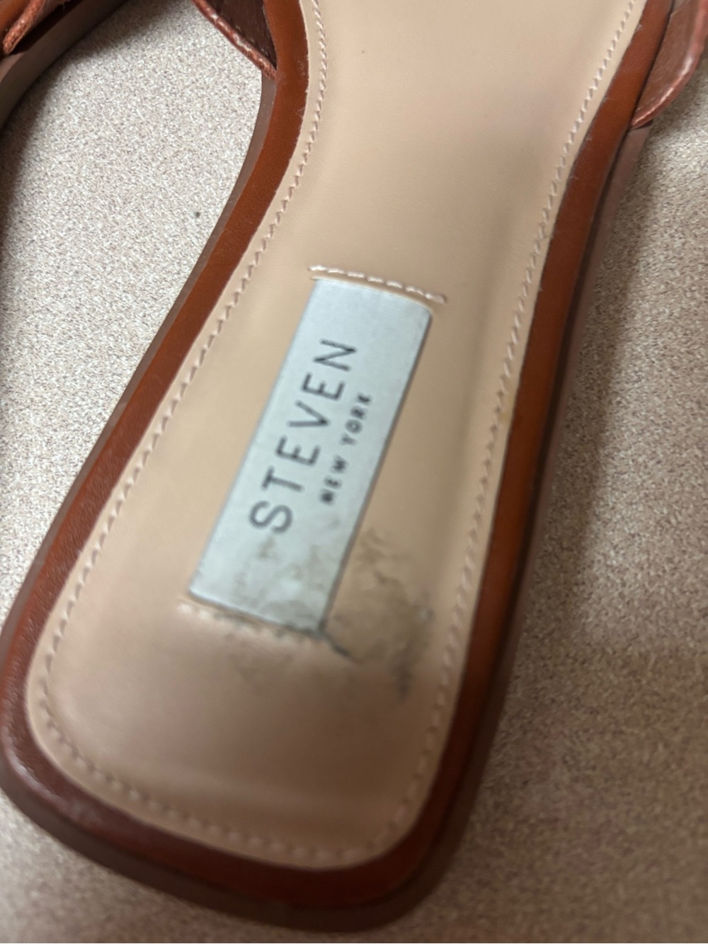 Steve Madden Cognac Leather Slide Mules - Picture 8 of 8